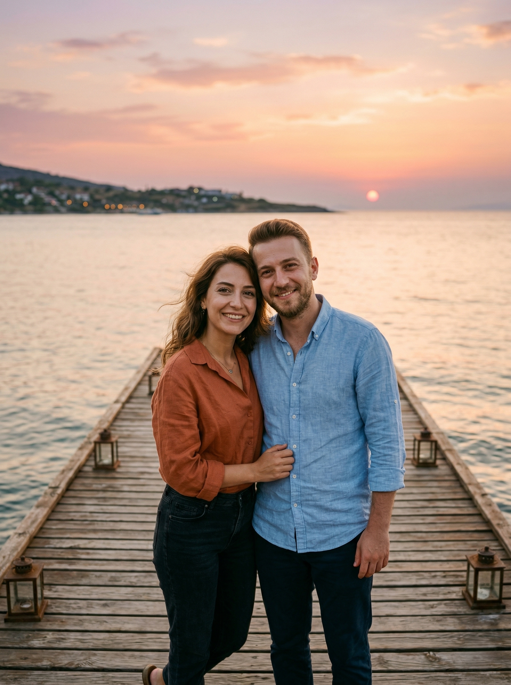 Gün batımında iskele keyfisi